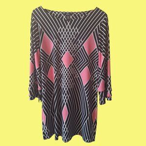 Alfani Geometric Print Shift Dress Sz M